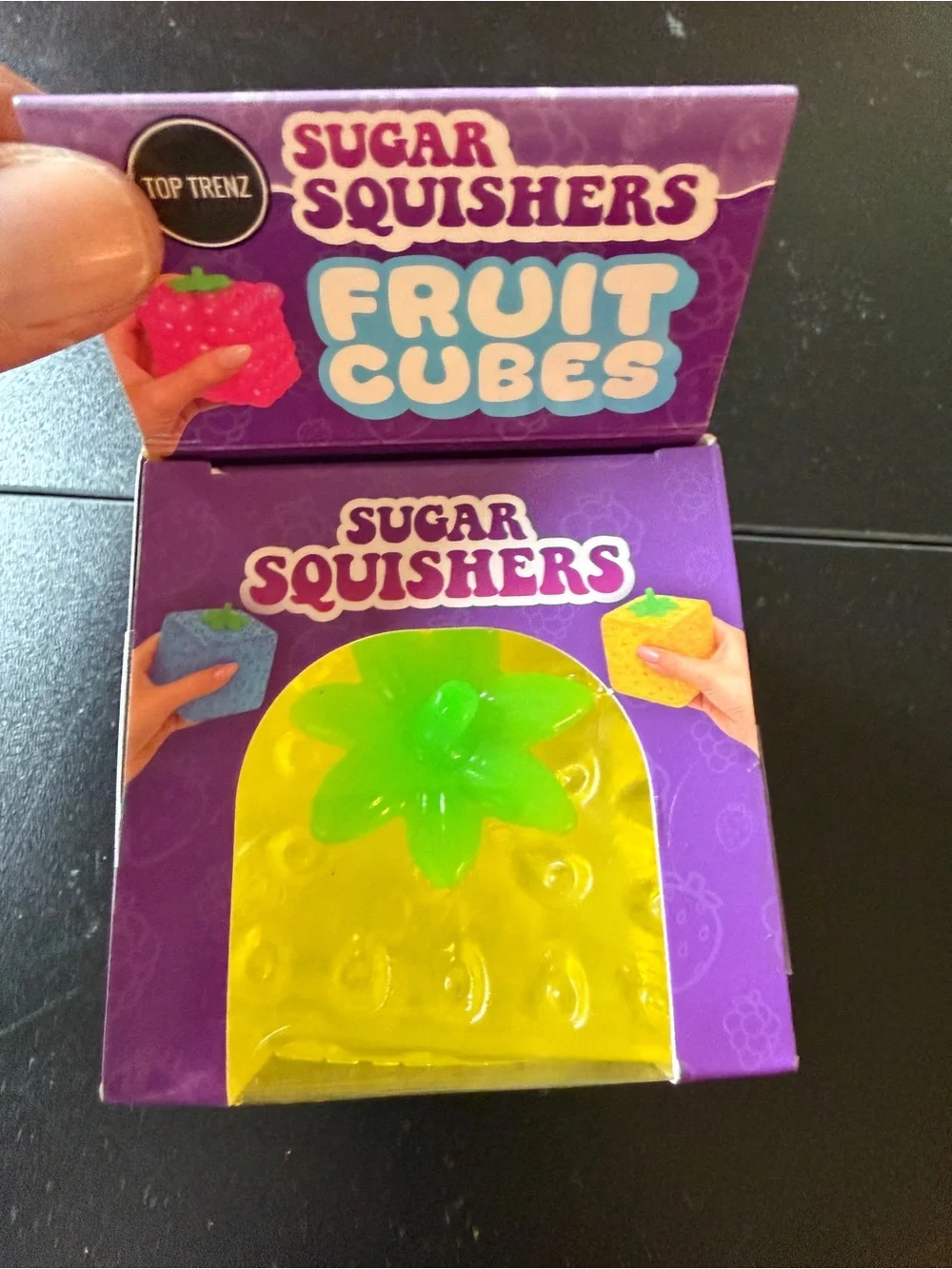 Squishy Top Trenz Super Duper Sugar Squisher Berry Seed Fruit Cube Yellow Toy